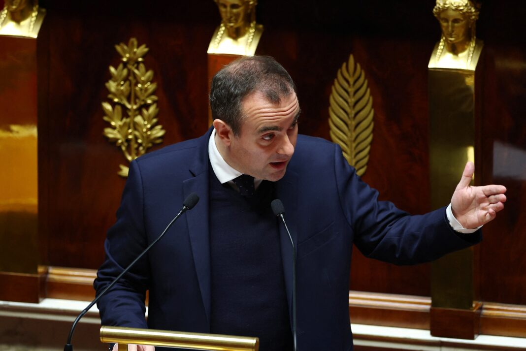 French Prime Minister Sebastien Lecornu delivers a speech during a debate before votes on two no-confidence motions against the French government, one tabled by members of parliament of La France Insoumise (France Unbowed - LFI) allied with the Greens and the Communists, and an other one tabled by the Rassemblement National (National Rally - RN) and the UDR (the Union des Droites), after the..
