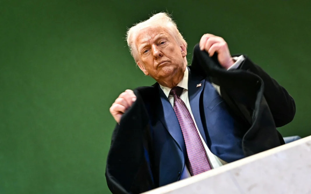 Donald Trump says British troops were ‘among the greatest of all warriors’ Credit: Fabrice Coffrini/AFP