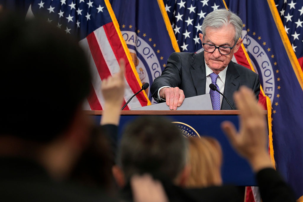 Federal Reserve Chair Jerome Powell hosts a press conference at the Federal Reserve on Dec. 10.