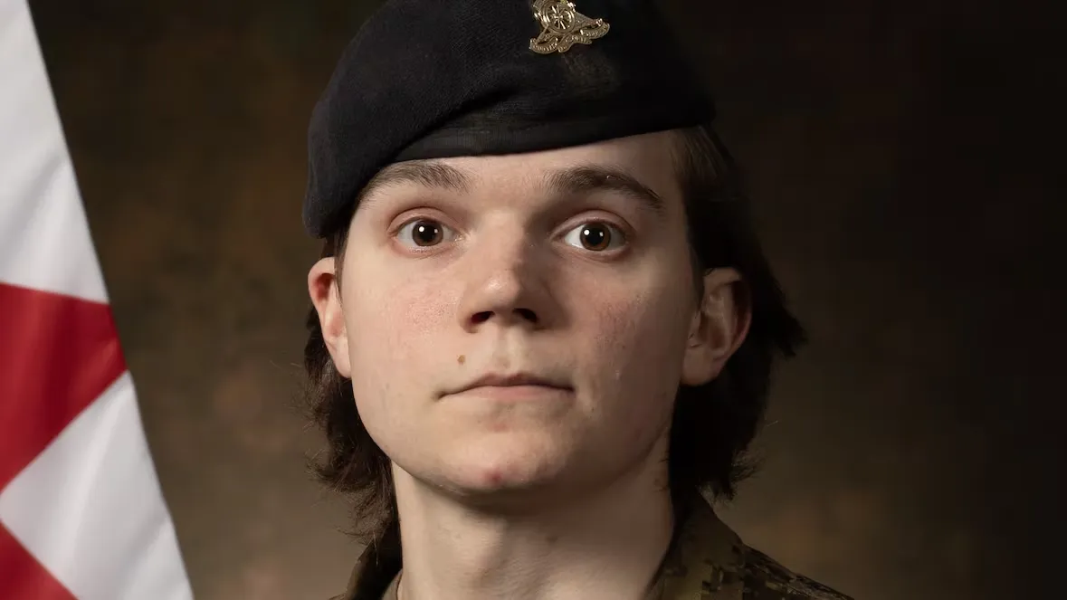 Sebastian Halmagean, 24, died near the Latvian capital of Riga on Thursday, according to Canada's Department of National Defence. (Department of National Defence)